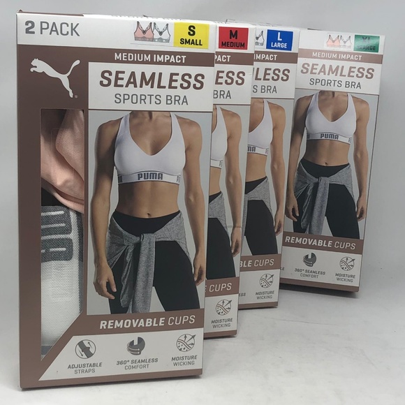 PUMA Women's Seamless Sports Bra Removable Cups - Picture 4 of 5